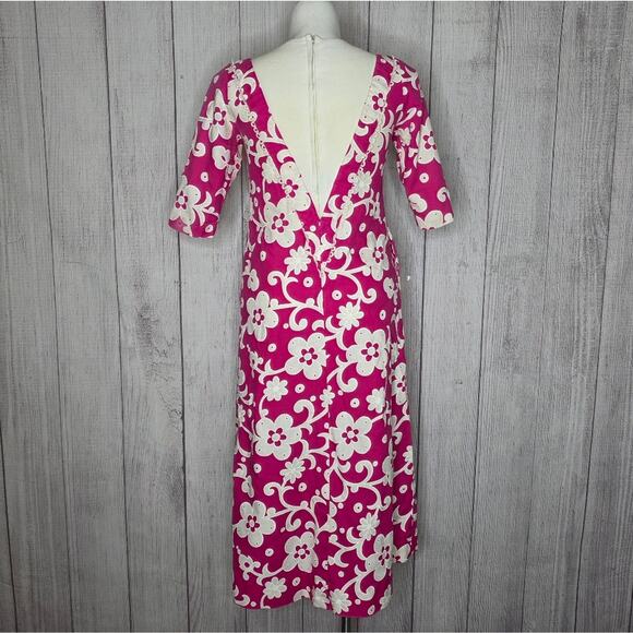 VTG 60s Andrade Resort Shops Hawaiian Pink/White Hibiscus Floral Mod Dress, Sz M - Picture 4 of 10